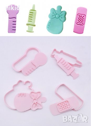 4 бр сет лекарски лепенка спринцовка резец с печат пластмасови форми за бисквитки