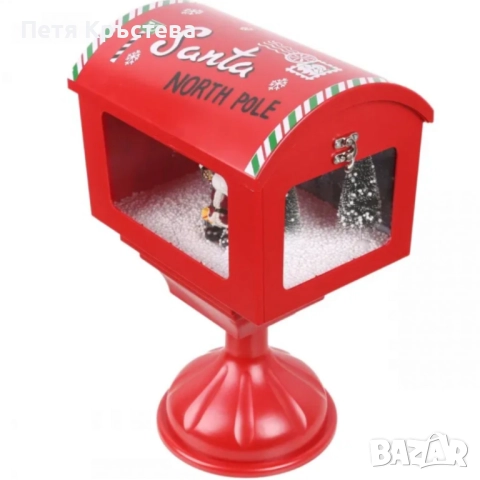 Музикална пощенска кутия „Santa North Pole“ с ефект на падащ сняг, снимка 3 - Други - 52286188