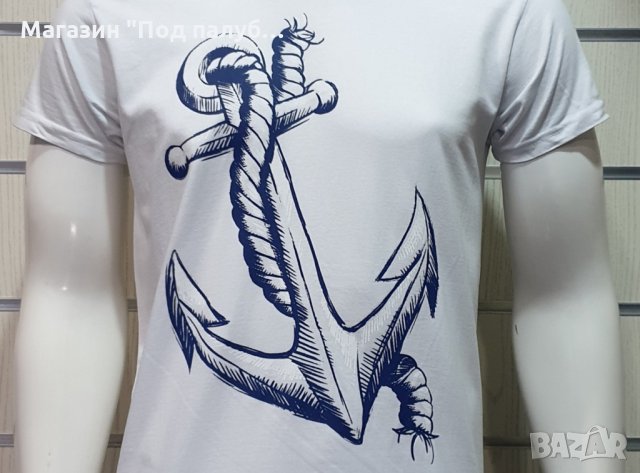 Нова мъжка тениска с трансферен печат Голяма котва, морска, снимка 5 - Тениски - 28166788