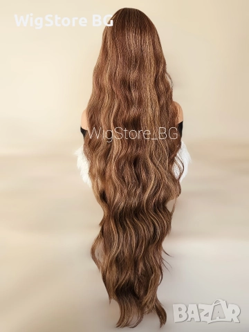 Светло кафява дълга къдравa nepyka нa кичури с бретон, снимка 5 - Аксесоари за коса - 52757445