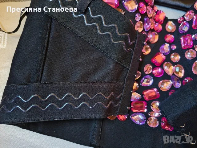 Бюстие в черен цвят с декорация от камъни, снимка 5 - Корсети, бюстиета, топове - 56311627