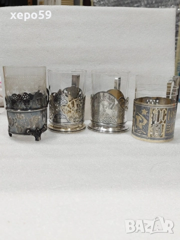 СССР-лот от много редки сребърни руски и един турски подстакани/ сребро 875