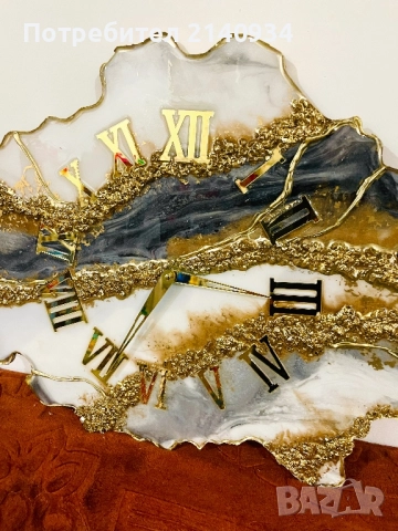 Луксозер Уникален часовник - геода от епоксидна смола, снимка 2 - Декорация за дома - 52748942