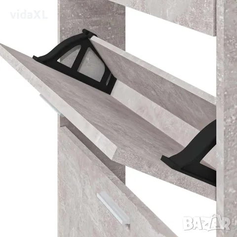 vidaXL Шкаф за обувки, бетонно сив, 59x17x150 см, инженерно дърво, снимка 7 - Шкафове - 56147126