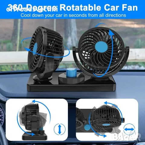 Двоен вентилатор за автомобили, джипове, бусове, камиони 5.5 инча 24V, снимка 3 - Аксесоари и консумативи - 50156435