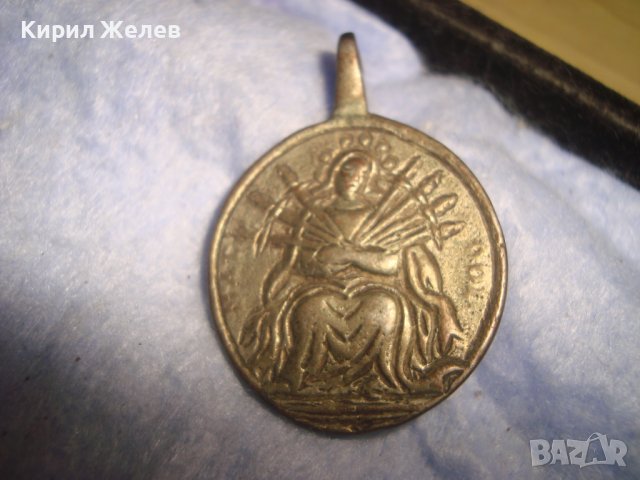 СТАР БРОНЗОВ РЯДЪК КАТОЛИЧЕСКИ ДВУСТРАНЕН МЕДАЛЬОН ИКОНКА 17433, снимка 5 - Антикварни и старинни предмети - 37170882