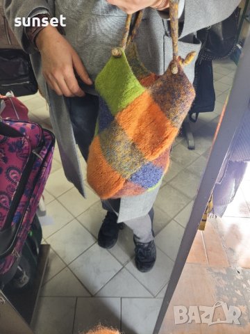  ОБЩА ЦЕНА !кошница от ратан+ плетена вълнена чанта , снимка 8 - Чанти - 44180417
