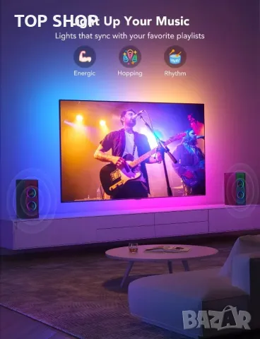 Govee H6168 TV LED Backlight RGBIC задна светлина за телевизор 55-65 инча, снимка 5 - Телевизори - 48938456