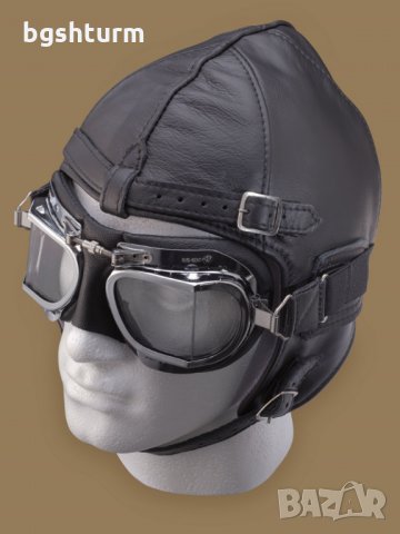 Авиаторски шлем , черен , кожен , немска реплика, снимка 2 - Шапки - 29597915