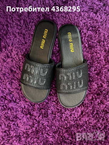 Дамски чехли Miu черни, снимка 2 - Чехли - 51780591