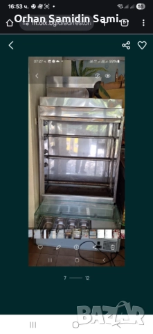 Пиле на грил 2 броя хладилна витрина  Фризери хладилник чинии лъжици вилици ножове и др