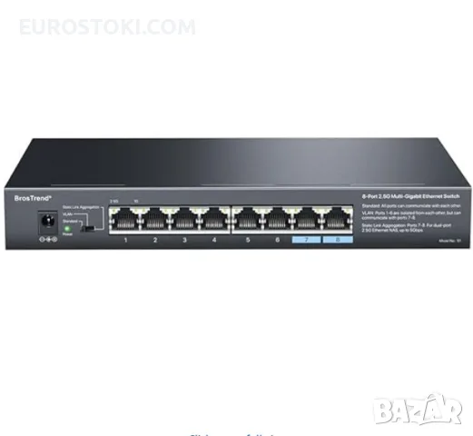 BrosTrend 8-портов 2.5G Ethernet мултигигабитов неуправляем мрежов комутатор, 2.5Gb, настолен/стенен