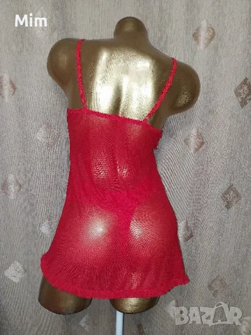 S/M Ярко червена къса нощница и полупрашка , снимка 4 - Нощници - 50227910