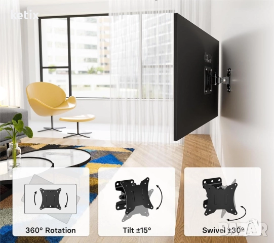 BONTEC стойка за стенен монтаж за телевизор,13-30 инча, снимка 4 - Стойки, 3D очила, аксесоари - 52974114