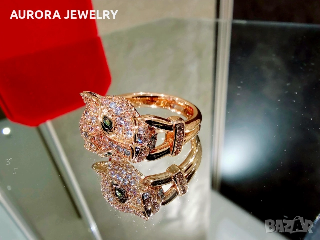 CARTIER Panthere de Cartier Rose Gold Paved Head Diamonds Пръстен