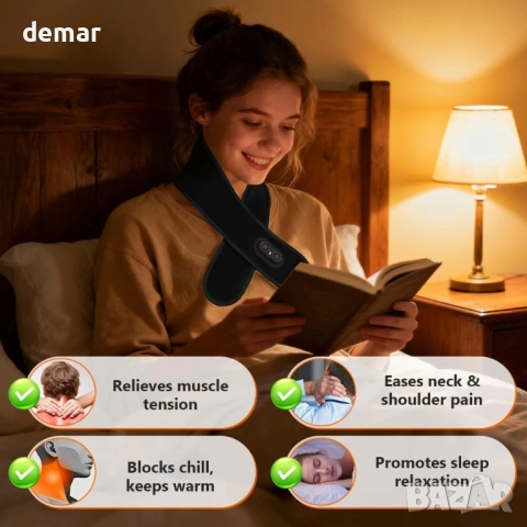 Безжична нагревателна подложка за врата, акумулаторна, 3 нива, 3 вибрации, облекчаване на болката, снимка 5 - Масажори - 54108348