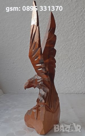 24 см Орел, фигура, птица дърворезба, пластика, статуетка, снимка 1 - Статуетки - 39749300