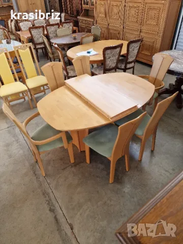 К-т Масивна Трапезна Разтегателна Маса+6 Масивни Стола-внос от Германия !, снимка 3 - Маси - 49386344