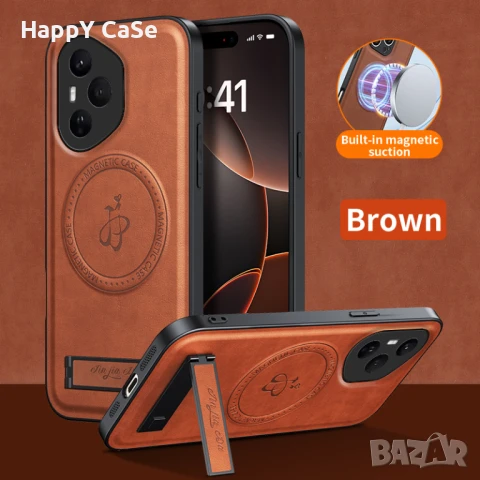 Honor 400 400 Pro / LEATHER MAGSAFE Кожен кейс гръб калъф със стойка, снимка 10 - Калъфи, кейсове - 51036564