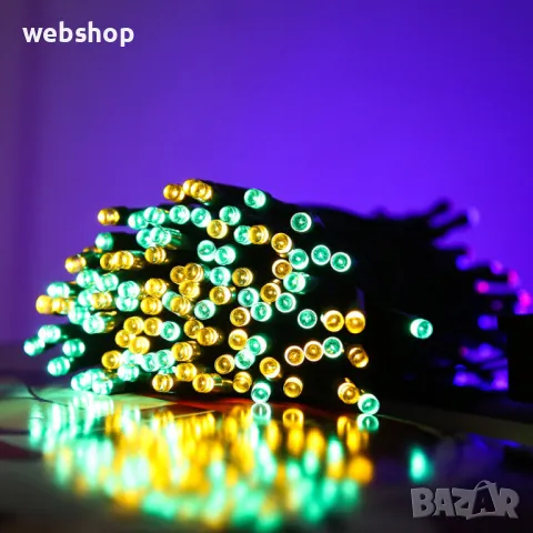 Водоусточиви Соларни коледни лампички 12 метра , 100 лампи,5 програми, снимка 5 - Декорация за дома - 47935443