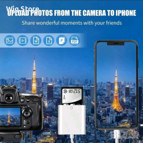 Четец за карти и адаптер за преглед Type C или Lightning модул, съвместим с iPhone,Samsung и др, снимка 5 - Apple iPhone - 51580998