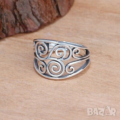 Ретро Турски дамски сребърен пръстен, размер 55, снимка 1 - Пръстени - 34060790