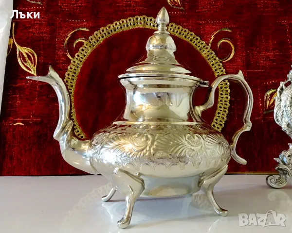 Посребрен бронзов чайник,кана Palace Fes,2.5 л. , снимка 5 - Антикварни и старинни предмети - 55862993