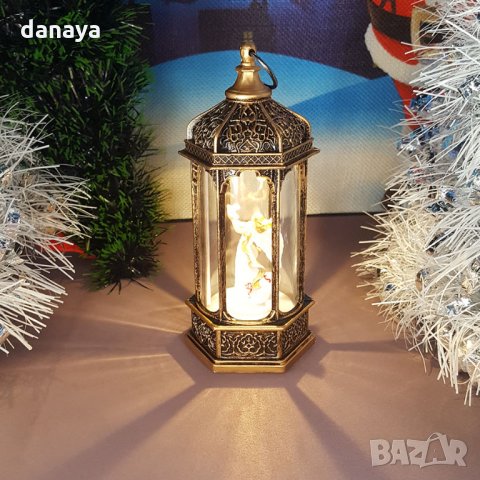 2500 Светещ коледен Led фенер с декорация Ангел и Снежко, 14см, снимка 5 - Декорация за дома - 34546671