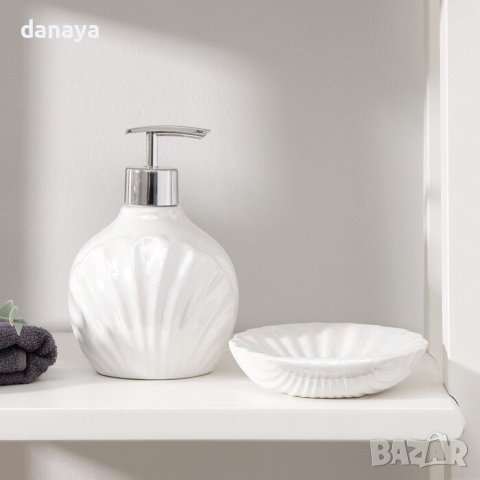 4004 Комплект керамични аксесоари за баня дозатор и сапунерка Ариел, снимка 6 - Други - 42135388