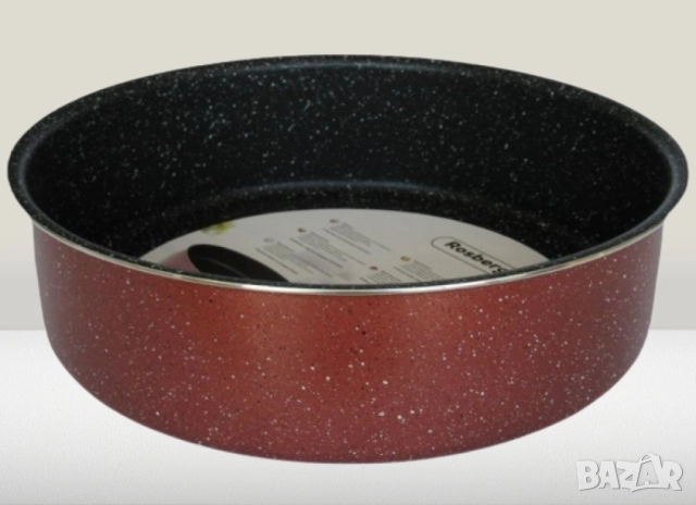 Тава Rosberg R51222G26, Кръгла,26/28/30/32/34 см., Мраморно покр., Бордо меланж/алуминий, снимка 4 - Други - 52137928