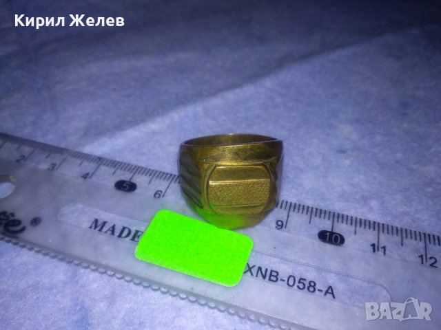 СТАР МАСИВЕН БРОНЗОВ РЕТРО ПРЪСТЕН с ПОЗЛАТА и ПЕЧАТИ 585 и 14К МАЙСТОРСКИ За КОЛЕКЦИЯ 36993, снимка 14 - Антикварни и старинни предмети - 39723243