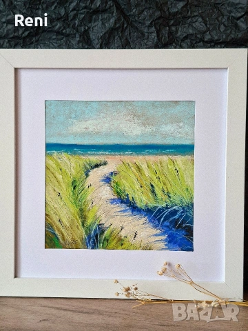 При дюните, картина пастел, оригинал, снимка 2 - Картини - 54077461