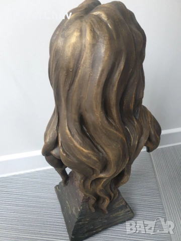 Solome статуя 60см-4кг/Арт Деко стара теракота фигура-бюст на жена, снимка 4 - Статуетки - 53004041
