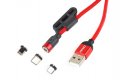 Комбо захранващ кабел с магнитен порт Lightning/USB C/micro USB 1м, снимка 1 - USB кабели - 37505106