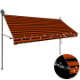 vidaXL Ръчно прибиращ се сенник с LED, 300 см, оранжево и кафяво（SKU:145880