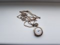 Дамски сребърен часовник със сребърна верижка, снимка 2