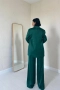 Дамски зелен костюм от две части – сако и панталон с ластик, снимка 3