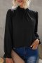 Дамска елегантна блуза в черно с дълъг ръкав, снимка 1 - Блузи с дълъг ръкав и пуловери - 44321297
