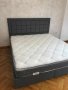 Боксспринг тапицирано легло с матрак и топер с модерен дизайн с място за съхранение 