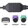 Преходник USB мъжки към двоен PS/2, PS2 женски адаптер за клавиатура и мишка конектор порт компютър, снимка 3