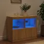 vidaXL Сайдборд с LED светлини, сонома дъб, 81x37x67 см, снимка 4
