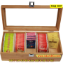 Дървена кутия за чай с 5 отделения, изработена от бамбук - КОД 4097, снимка 2