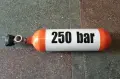 Продавам - 1 брой малка метална бутилка - 2,3L - 3,55кг tara - 250 BAR - атмосфери работно налягане, снимка 1