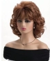 Къса дамска къдрава кафява синтетична перука с бретон, снимка 4