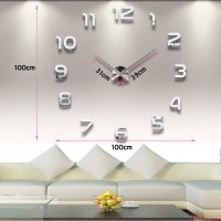 голям стенен часовник за стена с арабски цифри, снимка 2 - Стенни часовници - 32170252
