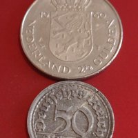 Две монети 50 пфенинг 1921г. Германия / 2 1/2 гулдена 1980г. Недерландия за КОЛЕКЦИОНЕРИ 34815, снимка 1 - Нумизматика и бонистика - 44351146