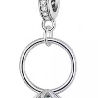 Сребърен талисман за гривна Пандора Годежен пръстен Модел 060, снимка 2 - Гривни - 37635349