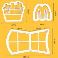 McDonald's Макдоналдс чипс пържени картофи в кутия сет пластмасови резци форми за тесто фондан , снимка 3 - Форми - 30895374
