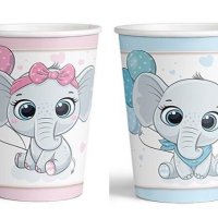 Слон слонче слончета 8 бр картонени чаши парти рожден ден, снимка 1 - Чаши - 42201352