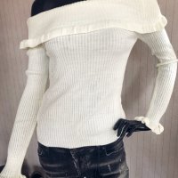 Мека блуза с голи рамене КОД 3, снимка 3 - Блузи с дълъг ръкав и пуловери - 31450081